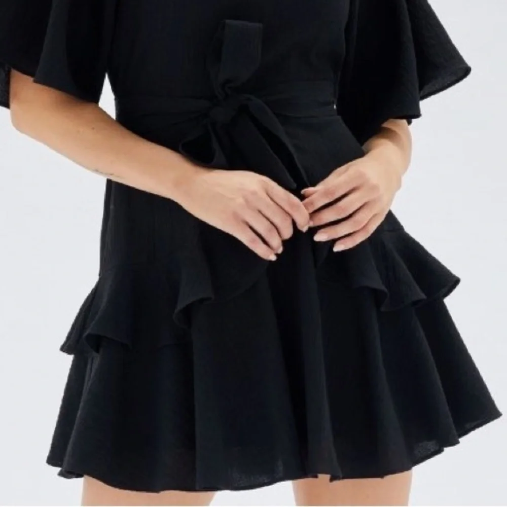 NWT MINKPINK X Revolve Fatima Frill Mini Dress Black Size XS - Picture 10 of 11